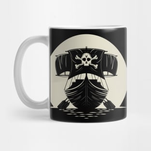 Moonlight Pirate's boat silhouette Mug